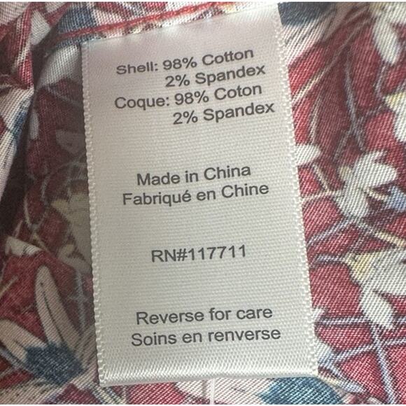 Paisley & Gray Men’s M Slim Fit Red Floral Button Down Shirt Long Sleeve Stretch - Picture 10 of 12